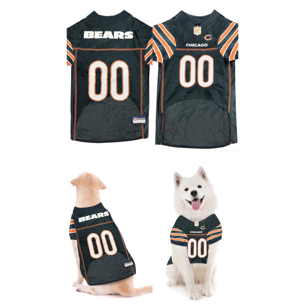 NFL Chicago Bears Dog Jersey Navy Blue Orange Mesh Pet Shirt Size Large 00